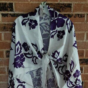 Vintage NOS Ui Maikai White/Purple Beach Wrap Coverup